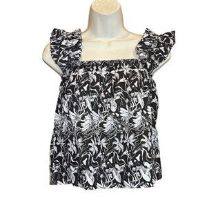 St. Roche Flowy The Woodrow Top Black/White Floral NWOT Size Small
